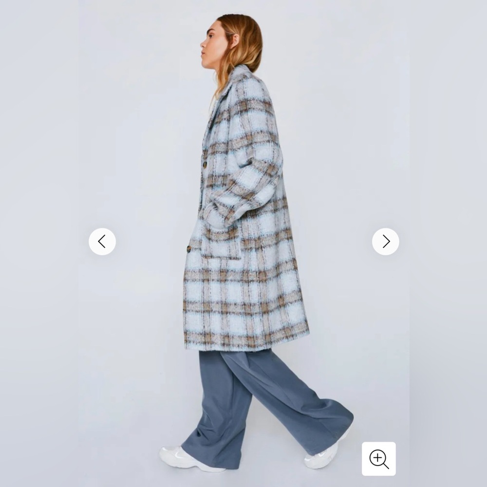 Brushed Wool Look Checked Overcoat